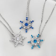 Snowflake Necklace, Snowflake Pendant, Silver Snowflakes, Fancy Jewelry, Necklace Gift, Sterling Silver Necklace, Necklace For Women, Sterling Silver Necklaces, Rhodium Plated