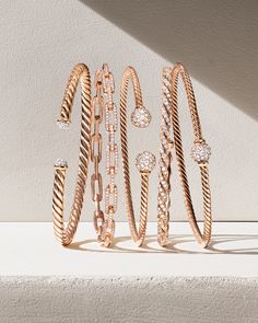 Designer Bangles Fashion, Bangle Photography, David Yurman Bracelets, Designer Bracelet, Stackable Bangles, Diamond Necklace Designs, Designer Bracelets, Jewelry Bracelets Silver, Women's Bracelets