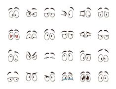 various eyes with different shapes and sizes, all drawn in the same way as they appear to