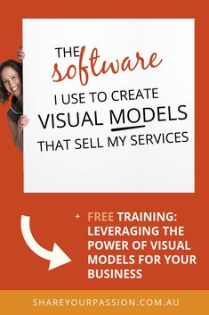 a woman holding up a sign that says, the software use to create visual models that sell