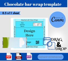 a chocolate bar wrapper template is shown with the instructions for how to make it