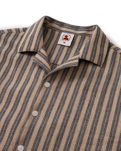 The Palma Shirt - Cacao Stripe – Dandy Del Mar Textured Button Up Men, Textured Clothing Men, Desert Mirage, Japanese Mens Fashion, Summer Shirts Men, Menswear Details, Mens Dress Shirts, White Nike Shoes, Things To Do With Boys