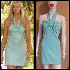 This hot lil mint dress was inspired by the movie  "Aquamarine" worn by actress Sara Paxton.  **Please note that these designs are only inspirations and not intended to look exactly like the original** It is made with stretch mint knit fabric.  Made to Order Sizes: XS - 32-33" bust, 24-25" waist, 33-34" hips S -     34-35" bust, 26-27 waist, 35-36" hips M -    36-37" bust, 28-29 waist, 37-38" hips L -     38-39" bust, 30-31" waist, 39-40" hips  Please allow 2-3 weeks delivery  If you have any qu Fitted Turquoise Mini Dress For Summer, Turquoise Fitted Mini Dress For Summer, Chic Fitted Turquoise Mini Dress, Chic Turquoise Fitted Mini Dress, Aquamarine Costume, Aquamarine Movie, Aquamarine Dress, Sara Paxton, Mint Green Dress