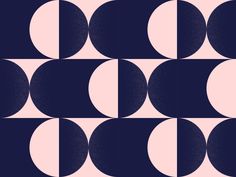 an abstract geometric design with circles in pink and blue