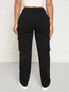 This Multi-Pocket Side Cargo Jeans is the perfect combination of style and functionality. These cargo pants feature an elastic waist, a high waistline, and a regular fit for comfort and ease of movement. With belt, button, knot, pocket, and zipper details, you'll have ample storage space for your essentials. Made of viscose fabric, these non-stretch jeans are durable and easy to care for. Details: Type: Cargo Pants Closure Type: Elastic Waist Details: Belted, Button, Knot, Pocket, Zipper Waist L Black Tapered Leg Cargo Jeans With Pockets, High-waist Utility Cargo Pants With Flap Pockets, High Waist Utility Cargo Pants With Flap Pockets, Utility High-waisted Cargo Jeans With Flap Pockets, Baggy High-waist Cargo Pants With Multiple Pockets, Baggy High Waist Cargo Pants With Multiple Pockets, Black Utility Bottoms With Pockets, Black Straight Leg Cargo Pants With Flap Pockets, High Waist Baggy Cargo Pants With Multiple Pockets