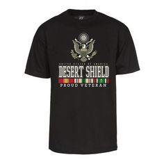 Honor the bravery and dedication of those who served in Operation Desert Shield with our exclusive Men's T-shirt. This garment is not just a piece of clothing; it's a symbol of courage, a tribute to the heroes who stood guard in challenging times. Size: XL.  Color: Black.  Gender: male.  Age Group: adult. Operation Desert Shield, Eagle T Shirt, Patriotic Shirt, Challenging Times, Patriotic Shirts, Black Media, Piece Of Clothing, Gravity, Black Shirt