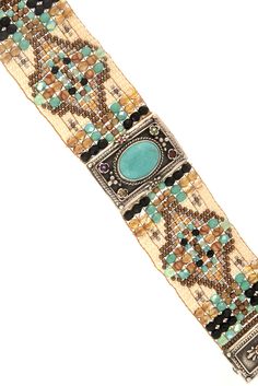 Chili Rose Beaded Turquoise & Gemstone Bracelet by Adonnah Langer of Santa Fe, New Mexico Gorgeous Diana Bracelet features a Southwestern blend of turquoise, olive green and red Swarovski beads handcrafted with a true artistic mix of beads and a canvas of gorgeous colors. Center Medallion features an array of semi-precious stones *Medallion measures 1 1/4 inch x 7/8 inch Santa Fe Jewelry Artist, Adonnah Langer has been designing distinctive wearable art for over two decades Stripes of Czech Chili Rose, Santa Fe Jewelry, Swarovski Beads, Southwestern Jewelry, Turquoise Gemstone, Beaded Jewelry Diy, Artistic Jewelry, Gemstone Bracelet, Turquoise Jewelry