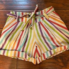 Anthropologie Rainbow Shorts. Lined With Side Zipper. Never Worn. Excellent Condition Fun Multicolor Spring Shorts, Playful Multicolor Spring Shorts, Rainbow Colored Summer Shorts, Multicolor Vibrant Print Summer Shorts, Playful Multicolor Printed Shorts, Side Zipper, Anthropologie, Zipper, Womens Shorts