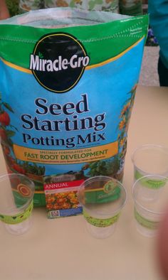 seed starting potting mix in plastic cups