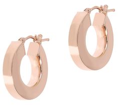 What a luxe look for your lobes! Bask in the sophisticated style of these sterling silver hoop earrings. Chic Polished Finish Hoop Earrings As Gift, Chic Polished Finish Hoop Earrings For Gift, Chic Polished Hoop Earrings As Gift, Chic Polished Finish Round Hoop Earrings, Chic Polished Round Hoop Earrings, Rose Gold Polished Sterling Silver Hoop Earrings, Rose Gold Sterling Silver Hoop Earrings With Polished Finish, Chic Small Hoop Rose Gold Earrings, Chic Rose Gold Round Hoop Earrings