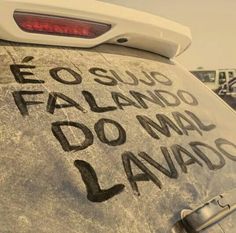 a car with writing on the hood