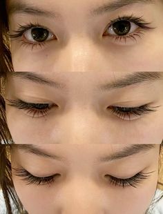 Fake Lashes Before And After, Asian False Lashes, Tapered Eyelid Makeup, Double Eyelid Surgeries, Natural Asian Lash Extensions, Lashes On Asian Eyes, Japanese Eyelash Extensions, Tapered Eyelid, Asian Lash Extensions Styles