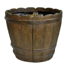 an old wooden bucket is shown on a white background