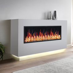 a modern fireplace in a living room