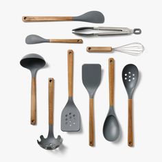 an assortment of kitchen utensils and spoons