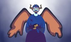 an animated image of a demon with large wings and horns on it's head