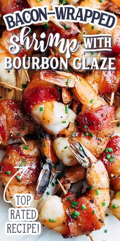 bacon wrapped shrimp with bourbon glaze is on the cover of this cook's book