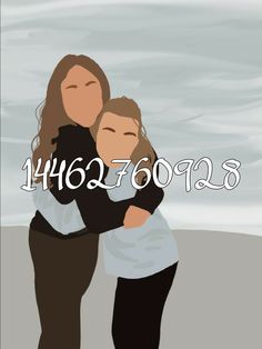 two women hugging each other in front of a cloudy sky with the words 4h07