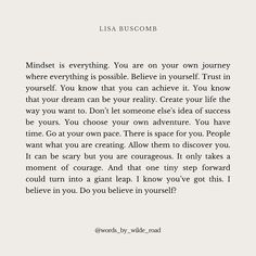 an image of a book page with the words, mindet is everything you are on your own journey