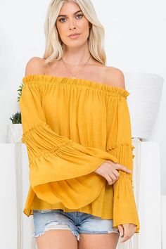 On The Edge Off Shoulder – Lions & Lu Off Shoulder Top, Jeans Size Chart, Nude Pink, Tall Women, Off The Shoulder Top, Ruffle Sleeves, Dress Size Chart, Off Shoulder Tops, Dress Size Chart Women