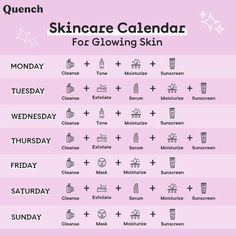 Skin Care Calendar, Skincare Calendar, Weekly Skin Care Routine, Korean Skin Care Secrets, Skin Care Basics, Face Skin Care Routine