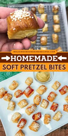 Score big with Homemade Soft Pretzel Bites! These simple game day recipes are like little pillows of comfort food. Crafted with yeast dough and topped with coarse salt, these bites are the best Holiday appetizer. Pin this for a New Year's Eve food idea! Quick Soft Pretzel Recipe, Easy At Home Appetizers, Easy Salty Snacks Homemade, Sonic Pretzel Twist Recipe, Home Made Pretzels Easy, Kid Cooking Recipes Easy, Home Made Soft Pretzels, Air Fryer Soft Pretzel, Easy Pretzel Recipe