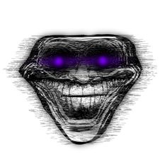 an image of a creepy face with purple eyes