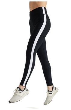 Designed to hold up to your highest intensity workout, the double faced waistband holds you in and stays put. The thick racer stripes along both legs add a dynamic flare to your favorite leggings. High Waisted Quick Dry Fabric Lined for Extra Coverage Favorite Leggings, Black And White Leggings, High Intensity Workout, Ribbed Leggings, Hold Ups, Black Leggings, Quick Dry, Color Block, Promotion