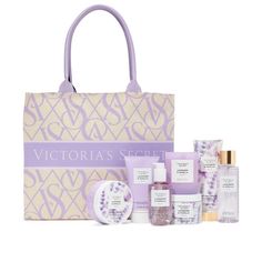 Nwt. Vs Lavender Spa Kit. Includes Everything You See In The Pictures + The Tote Bag. - Cream Wash - Exfoliating Body Scrub - Body Lotion - Fragrance Mist - Body Oil - Body Butter - Lavender Candle - Tote Bag Perfect Gift For The Holidays Lavender And Vanilla, Lavender Body Butter, Victorias Secret Set, Lavender Gifts, Lavender Vanilla, Exfoliating Body Scrub, Spa Kit, The Balance, Fragrance Mist