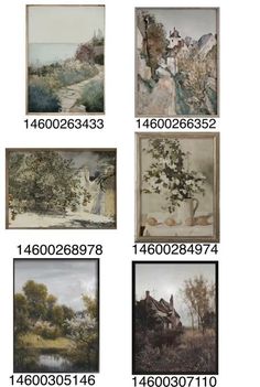 several paintings are shown with numbers in each one frame, and the number is 1