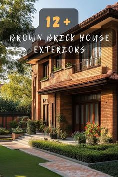 a brown brick house with the words brown brick house exteriors