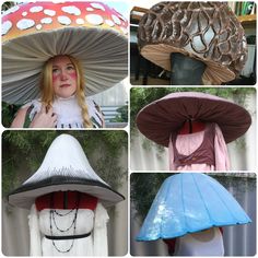 "This is a digital pattern for all five mushroom hats, and a tutorial, with full instructions on how to make your own Mushroom hats! Download your documents and make sure you read through the entire tutorial FIRST! It contains a full list of supplies needed, as well as some sources at the end of the tutorial for where to purchase them. Have fun, and please send me pictures of your finished creations! (When you are printing these, if you just want to print one pattern at a time, just hit \"Curren Mushroom Hat Tutorial, Mushroom Hat Pattern, Mushroom Costume, Pola Topi, Fairy Crown, Mushroom Hat, Hat Patterns Free, Diy Kostüm, Mushroom Fairy