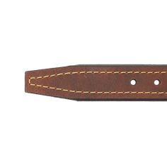 a brown leather watch strap with yellow stitching