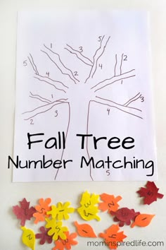 fall tree number matching activity for preschool