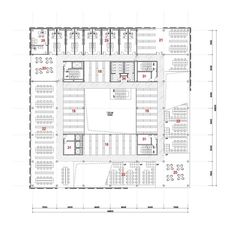 the floor plan for an office building, with several floors and two levels to each other