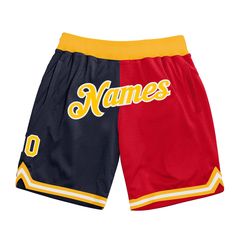 Cheer on the custom fashion basketball shorts. These shorts feature custom name number and a comfortable elastic waistband. Whether hitting the town or sinking into the couch, these shorts will perfectly finish any sports fashion look.Features: 1. Material: 100% polyester mesh 2. Stitched team or player name and numbers 3. Knit rib waistband, Rib welt pockets at side, Lined polyester mesh 4. Breathable & Quick-Drying; Exquisite stitching not easy to fall off 5. Moisture-wicking fabric has spongy Gold Shorts, Blue Football, Fashion Shorts, Alpha Kappa Alpha, Sports Fashion, Custom Website, Navy Gold, Basketball Shorts, Kelly Green