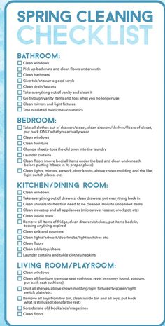 the spring cleaning checklist is shown in blue