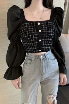 Korean Long Sleeves Outfit, Sleeve Stitching, Style Guru, Fashion Top Outfits, Trendy Fashion Tops, Easy Trendy Outfits, Shirts Design