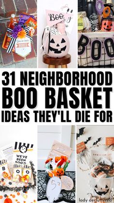 31 Neighborhood Boo Basket Ideas They'll Die For Boo Basket Ideas, Fall Gift Baskets, Boo Gift, Halloween Themed Gifts, Boo Baskets, Halloween Gift Baskets, Halloween Costumes To Make, Movie Themed Party, Treat Basket