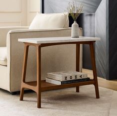 Reeve Mid-Century Side Table (28") | West Elm Mid Century Side Table, Narrow Side Table, Rustic Side Table, Side Table Decor, Side Table Design, White Side Tables, Marble Side Tables, Living Room Side Table, Living Room End Tables