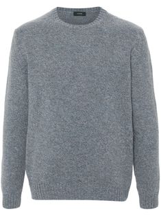 cool grey light blue virgin wool slim cut knitted construction insulated design mélange effect crew neck long sleeves ribbed cuffs and hem straight hem Gray Wool Long Sleeve Sweater, Gray Long Sleeve Soft Knit Sweater, Gray Soft Knit Wool Sweater, Blue Fine Knit Merino Wool Sweater, Blue Long Sleeve Merino Wool Sweater, City Shorts, Sweater Grey, Grey Light, Balenciaga Triple S