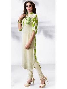 Nitya Cream & Green Designer Kurti - | 1599 Designer Salwar, Kurti Collection, Salwar Suit