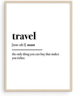 a black and white poster with the words travel