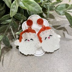 Acrylic Christmas Santa Earrings! Great for the Christmas Holidays! ❤️🎅🏻 * Post back * Lightweight! * Perfect 2 1/2 inch length Wonderful gift! Fun for Christmas parties or shopping! Cute Christmas Gift Earrings, White Christmas Festive Earrings, White Festive Christmas Earrings, Festive White Earrings For Christmas, Cute Handmade Christmas Earrings, Santa Earrings, Pig Jewelry, Pig Earrings, Holiday Earrings