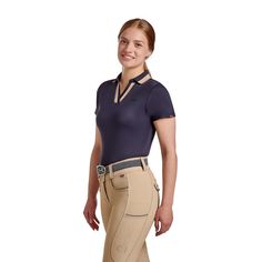 Cavallo DEJA Ladies Polo Shirt, Dark Blue Ladies Polo Shirt, Equestrian Supplies, Horse Riding Clothes, Riding Tights, Arm Cuff, Equestrian Outfits, Riding Outfit, Polo Shirt Women, Equestrian Style