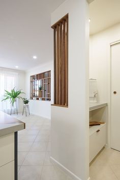 the kitchen is clean and ready to be used as a living room or dining area