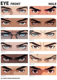 an image of different eyes and eyebrows for the character's appearance in anime movies