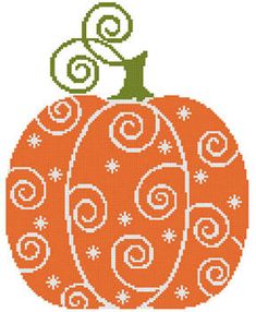 an orange pumpkin with swirls on it is in a black and white square frame