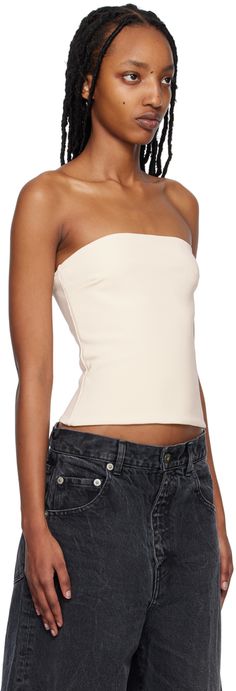 FSC-certified stretch viscose-blend jersey camisole. · Straight neck · Zip closure at back Supplier color: Crema Esse Studios, Color Crema, Tank Top Camisole, Cami Tanks, The Uk, Apparel Accessories, Top Brands, Women Wear, Off White