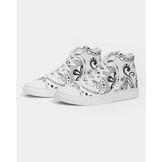 White Paisley Bandana Hightop Canvas Shoes - $74.99 - Free Minimalist Sneakers, Paisley Bandana, Night Looks, Golden Goose Sneaker, Canvas Shoes, Accessories For Women, Quality Clothing, Snug Fit, Clothing And Accessories